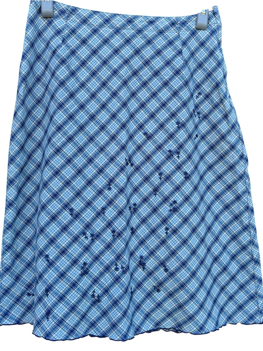 Liz Claiborne Blue Plaid Floral A Line Skirt Size 4